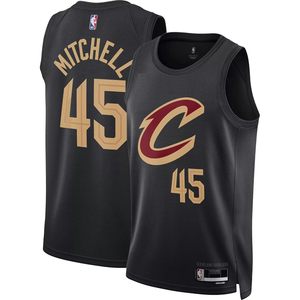 Maillot de basket-ball Cleveland Cavaliers <span class=keywords><strong>Donovan</strong></span> <span class=keywords><strong>Mitchell</strong></span> 45 Black Statement Edition Youth Swingman Jersey, vêtements de basket-ball anti-humidité - Product Image 1