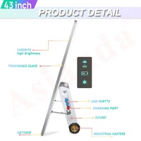 Reproductor de publicidad portátil de 43 pulgadas, quiosco de tótem móvil con batería LCD, pantalla de póster Digital para exteriores