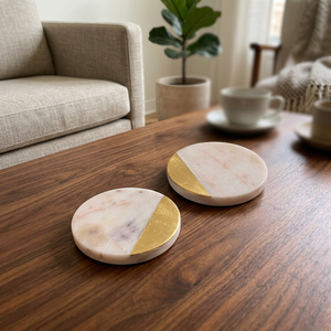 Wholesale Custom Logo <b>Marble</b> <b>Coaster</b> Smooth Finish Handcrafted Natural Stone <b>Coasters</b> Kitchen Interior Tabletop Mats Drink Pad - Product Image 1