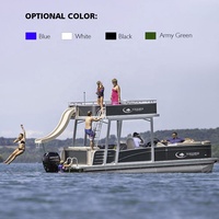 Bateaux pontons flottants récréatifs à double pont en aluminium, avec pont élégant, yacht de luxe de 26 pieds, en alliage d'aluminium soudé, moteur hors-bord 18