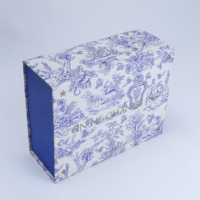 Boîte cadeau rigide personnalisée en toile bleue avec impression dorée, matériaux recyclés, emballage mat de luxe pour parfums, cosmétiques haut de gamme