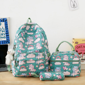 Nueva Mochila Escolar de Nailon a la Moda para Estudiantes de Primaria y Secundaria, Juego de Tres Piezas de Gran Capacidad para Reducir la Carga - Product Image 1