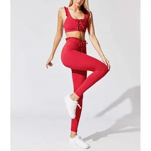 Conjunto de roupa de yoga eua/reino unido, conjunto feminino de roupa ativa com sutiã + legging de cintura alta, sem costura, 2020
