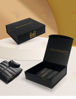 Boîtes d'emballage pour vêtements en tissu noir mat magnétique de luxe
