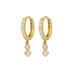 S925 Sterling Silver INS Geometric Round <b>square</b> <b>Diamond</b> All-match <b>Earrings</b> - Product Image 1