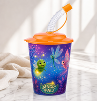 Usine directe personnalisable 3D réutilisable enfants boisson tasse écologique PP matériel paille accessoire personnalisable en plastique verres