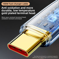 Kabel Data Pengisian Cepat 100W Tipe C ke C, Kabel USB-C 3A 5A untuk Pengisian Cepat Ponsel