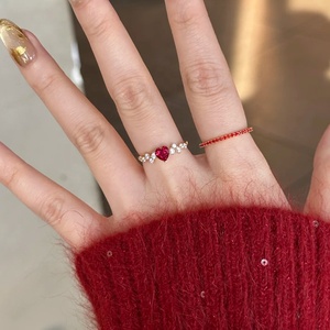 Bague pour femme <span class=keywords><strong>en</strong></span> argent 925 de haute qualité, or, 6 * 6, forme de cœur, diamant rouge sang de <span class=keywords><strong>pigeon</strong></span>, ensemble romantique, bijoux de charme - Product Image 4