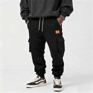 TKAN151D multi-pocket drawstring versatile long pants fashion <b>leather</b> label design Custom workwear casual pants for <b>men</b> - Product Image 2