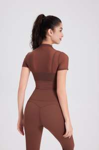 للبيع بالجملة أطقم ركض نسائية للصالة الرياضية أزياء شبكية ولباس ضيق ملابس رياضية طقم يوغا لياقة بدنية - Product Image 3