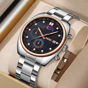 Reloj SKMEI 9325 para Hombre, Deportivo, Cuadrado, de Lujo, Estilo Antiguo, de Negocios, Luminoso, de Cuarzo, Acero Inoxidable, Analógico, con Fase Lunar, Fecha y Cronógrafo - Product Image 6