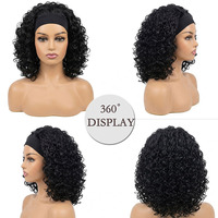 Perruque africaine européenne à cheveux longs et raides, perruque synthétique africaine à petites boucles, type bandeau en soie glacée, prix de gros