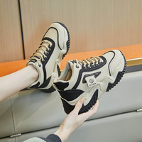 Nouvelles chaussures décontractées pour femmes, version coréenne INS, automne 2026, style 'Dad Shoes', semelle épaisse rehaussante, tige en PU, lacets avant