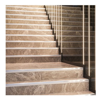 Planchers de carreaux de marbre brun naturel de haute qualité Carrelage de sol en marbre brun Design d'escalier Dalle de marbre Emperador léger aiguisé