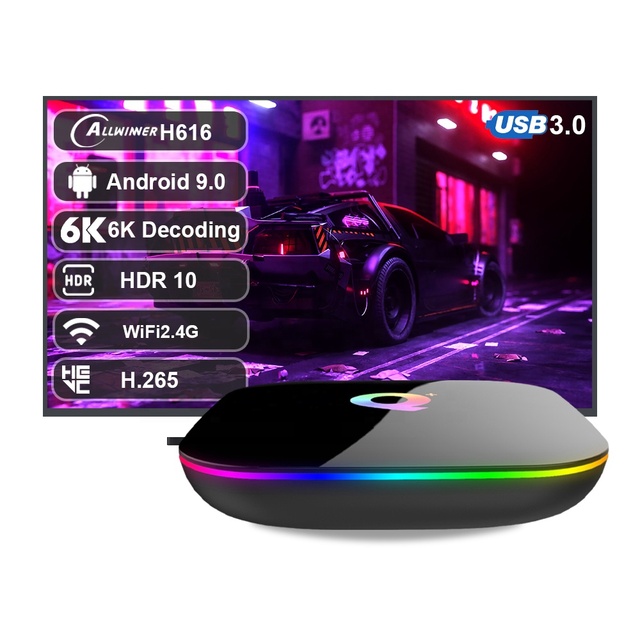 IHOMEMIX Q+ Smart TV Box 6K Android 9.0 Quad Core H.265 USB3.0 2.4G WiFi TV Box Set Top Box Q PLUS 64GB