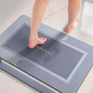 Tapis de salle de bain douche diatomée imprimé personnalisé tapis absorbant l'eau sol antidérapant tapis de bain diatomite - Product Image 1