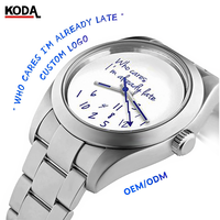 Qui s'en soucie, je suis déjà en retard ! Montre automatique de luxe classique pour homme NH35, bracelet en acier inoxydable, logo personnalisé.