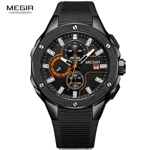 Megir 2053 moda hecha en China reloj de cuarzo para hombre <span class=keywords><strong>Excel</strong></span> correa de goma Chrono fecha pantalla impermeable deportes Relogio Musculino - Product Image 3