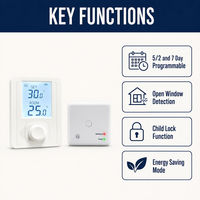 Kit de thermostat de chauffage sans fil RF TELIN AC8018RF, cadran rotatif, programmable 5/2 et 7 jours, AC 220-230V 10A pour chaudière à gaz