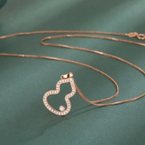 SGARIT Custom 18K Rose Gold Hollow Gourd Luxury Lab Grown Diamond Round Brilliant Cut IGI Certified Choker <b>Necklace</b> Pendant - Product Image 2