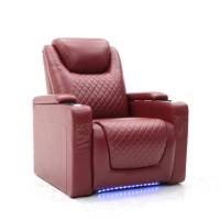 Geeksofa Luxury Power Electric Home One Seat Theatre Silla reclinable de cine con reposacabezas eléctrico y mesa de prueba y luz Led