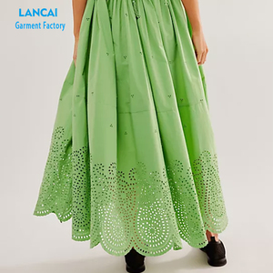 Vestido de Lino de Algodón de Talla Grande Personalizado, Vestido Casual Maxi con Volantes y Manga Corta para Mujer - Product Image 2