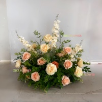 Composition florale d'angle artificielle personnalisée, style vintage, orange et blanche, pour toile de fond de mariage, arche florale, décoration de scène, banquets et événements