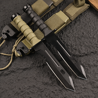 Couteau de survie robuste 5Cr15MoV à lame pleine, manche FRN, lame fixe semi-dentelée, couteau tactique de chasse et de camping avec étui