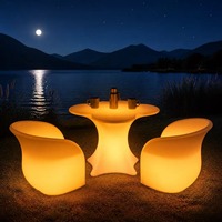 Chaise longue moderne à pétales éclairés par LED, étanche IP65, rechargeable, pour extérieur, bord de piscine, villa, jardin, patio