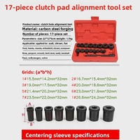 CIHOO Kit d'outils universels d'alignement d'embrayage 17 pièces en acier à haute teneur en carbone, multi-tailles, pour réparation de transmission automobile, avec rangement, rouge
