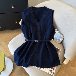 Chemisier blanc femmes col en v <span class=keywords><strong>sans</strong></span> manches mode Blouses décontractées élégante dame bureau <span class=keywords><strong>travail</strong></span> chemises hauts 15922 # - Product Image 6