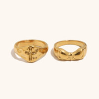 Cincin Signet Chunky Gaya Vintage yang Didukung Kustom, Cincin Jari Wanita Modis Trendi