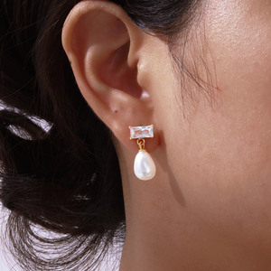 ต่างหูมุกสแตนเลสสตีลเคลือบทอง 18K PVD ดีไซน์หลากหลายสไตล์บาโรก |   ต่างหูมุกทรงหยดน้ำและแบบห้อยสำหรับผู้หญิง - Product Image 5
