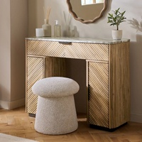Coiffeuse de style européen personnalisée avec miroir, bois massif, mélamine, design cannelé, double porte, tiroir, console de maquillage, table à langer