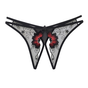 Ding Zhi Mei Culottes string sexy en dentelle pour femmes, transparentes, à entrejambe ouvert, noires, rouges, blanches, bleues, roses, rouge rosé 2232 - Product Image 1