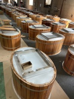 Bak Mandi Es Atlet Eksterior Kayu Terolah Termal yang Dapat Disesuaikan, Bak Spa dengan Lapisan Baja Tahan Karat 304 untuk Pemulihan Kebugaran dan Terapi Air Dingin