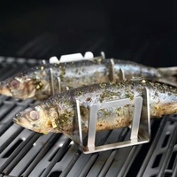Rak Panggangan BBQ dari Baja Anti Karat, Rak Panggang Vertikal untuk Iga, Daging Sapi, Perlengkapan Memasak Barbekyu Luar Ruangan untuk Berkemah