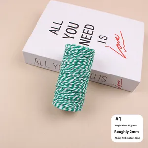 Factory Direct Zweifarbiges Baumwoll seil 100m DIY Bastel material Weihnachts geschenk verpackung <span class=keywords><strong>String</strong></span> Thread und Tags - Product Image 6