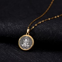 Pendentif en alliage Pendentif Saint Benoît Bijoux religieux catholiques Cadeau de Pâques pour l'église