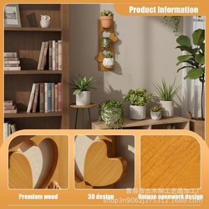 Wooden <b>Wall</b> <b>Mounted</b> Storage Rack 3 Tier Heart Shape <b>Shelf</b> For Bedroom Living Room Plant Corner Display - Product Image 5