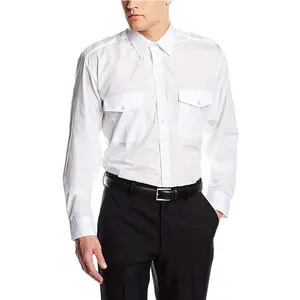 कस्टम लोगो 2021 वसंत और वसंत के लिए उत्कृष्ट सिलाई सांस सफेद पायलट शर्ट पुरुषों