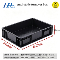 Haoputon 600*400*120 Boîte de manutention antistatique industrielle robuste à haute capacité de charge pour le stockage de pièces automobiles et de cartes de circuits imprimés