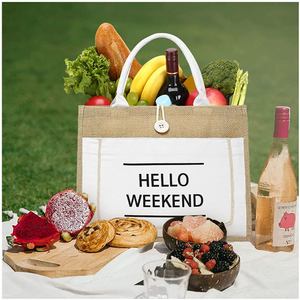 Custom Durable <strong>Jute</strong> <strong>Tote</strong> <strong>Bag</strong> for Promotions Reusable Lifestyle Textile Packaging With Customizable Logo for Shopping - Product Image 2