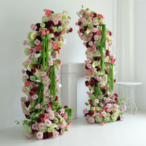 Arche florale artificielle en forme de croissant de <span class=keywords><strong>lune</strong></span> avec roses roses et blanches, toile de fond pour scène d'événement et décoration photo - Product Image 4