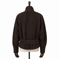 Manteau court d'hiver décontracté pour femme en daim véritable marron, coupe-vent avec fermeture éclair, manches classiques et doublure en polyester