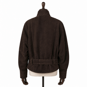 Cappotto Corto Invernale da <span class=keywords><strong>Donna</strong></span> in Vera Pelle Scamosciata Marrone, Casual, Antivento, con Chiusura a Cerniera, Maniche Regolari e Fodera in Poliestere - Product Image 3