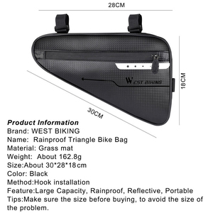 กระเป๋าจักรยานทรงสามเหลี่ยม WEST BIKING 3L พร้อมแถบสะท้อนแสง อุปกรณ์เสริมสำหรับจักรยานเสือหมอบ กันน้ำ กันฝน พกพาสะดวกสำหรับการปั่นจักรยาน - Product Image 4