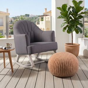 Chaise longue en bois massif de style moderne pour la maison pour le balcon salon chambre à coucher meubles de maison tissu design chaise berçante pour - Product Image 1
