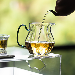 Guanlan Heat Resistant Glass Fairness Cup With Handle Oval Shape <b>Tea</b> Pitcher For Kung Fu <b>Tea</b> <b>Sets</b> Home Use Afternoon <b>Tea</b> - Product Image 3