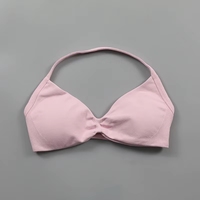 Soutien-gorge de sport sans couture pour femme, à bretelles halter, maintien léger, dos ouvert froncé, rembourré, pour yoga et gym, style crop top